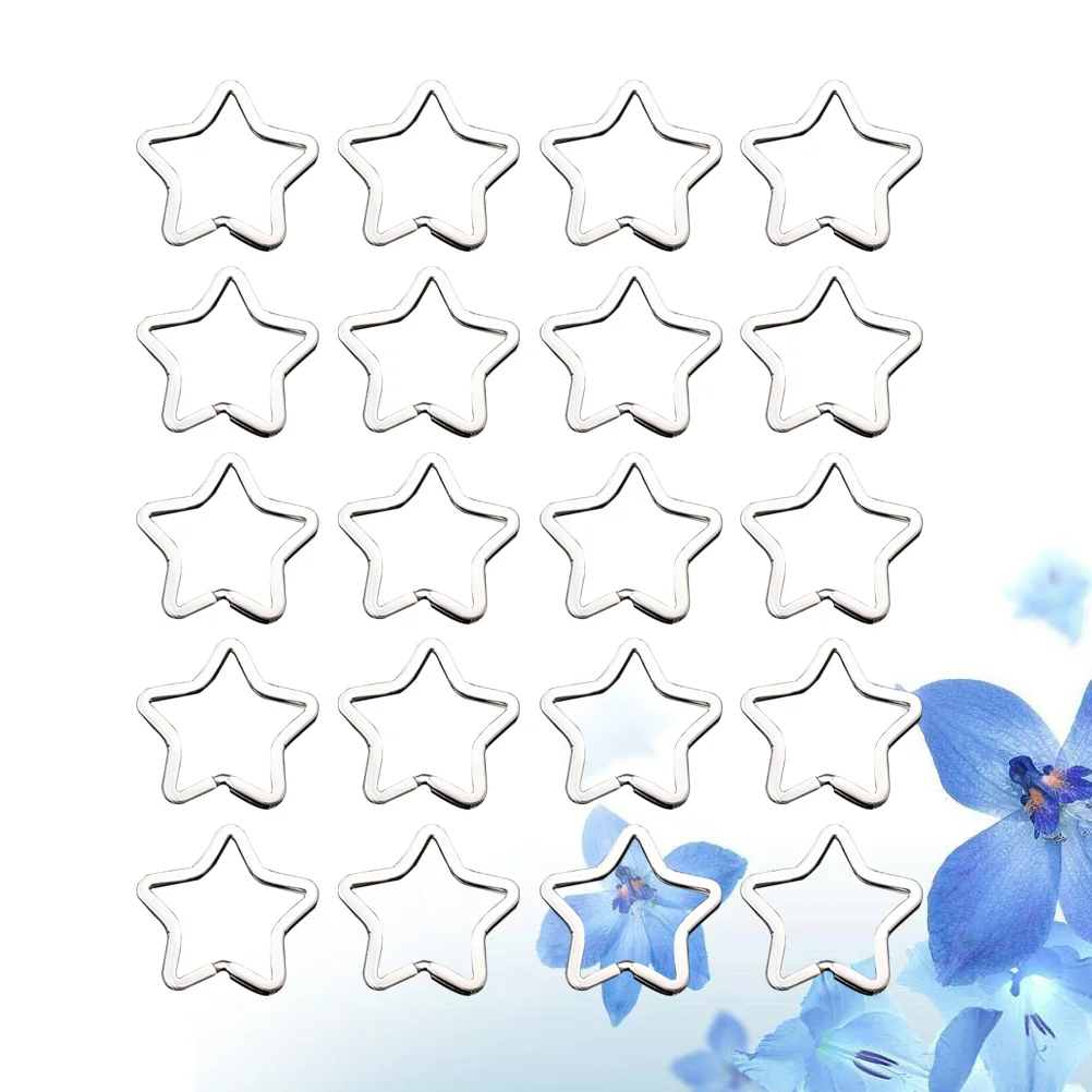 50 Pcs Pentagram Key Ring Keychain Connector Bulk Rings Star Charms for Keychains Split