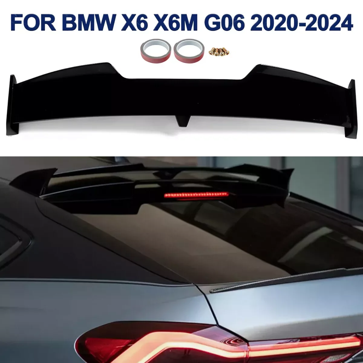 

Car Rear Spoiler Wing for BMW X6 X6M G06 Sport Style Trunk Lip Tail Trunk Spoiler Glossly Black 2020 2021 2022 2023 2024