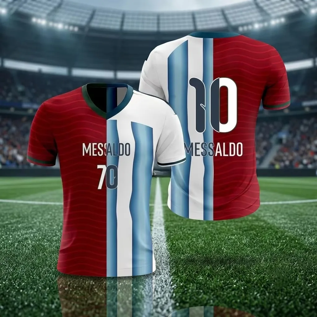 Legend Adult Commemorative Football Jersey Messi Ronaldo Last Moment Print Breathable Quick‑Dry Short Sleeve Sports Uniform