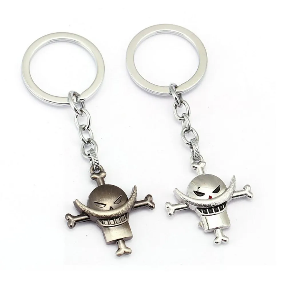 Anime One Piece Keyrings Edward Newgate White Beard Portgas D Ace Figure Model Kids Toys Metal Keychains Pendants Cosplay Gifts