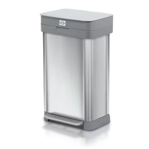 13 Gallon Kitchen Trash Can with Wide Step Pedal, Stainless Steel Garbage Bin for Odor Protection and Easy Use