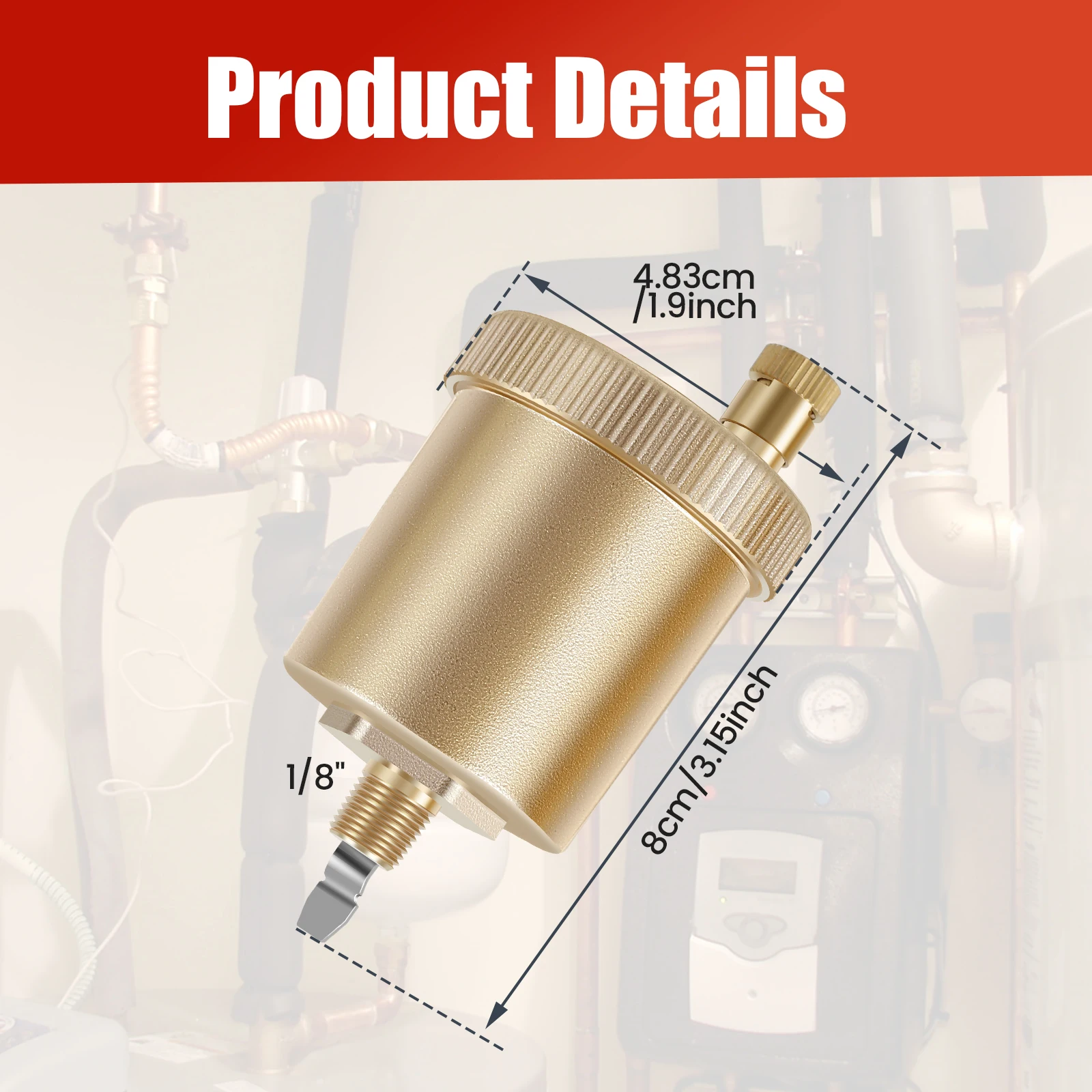 2/1Pcs Automatic Air Vent Valve 1/8 Inch Brass Automatic Air Bleed Vent, Float Valve  for Hot Water Radiators Heating System