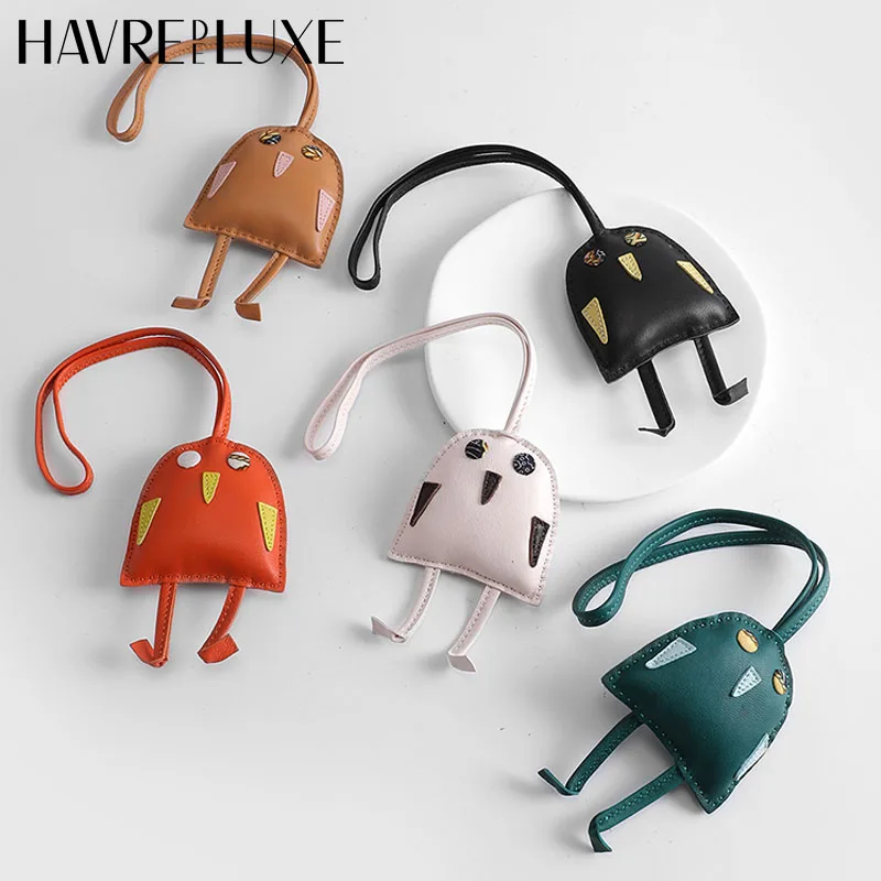 Cowhide หนังนกฮูกกระเป๋า Charm สําหรับ Hermes กระเป๋าของแท้น่ารักพวงกุญแจตุ๊กตาทําด้วยมือกระเป๋าอุปกรณ์เสริมสุภาพสตรีตกแต่งของขวัญ