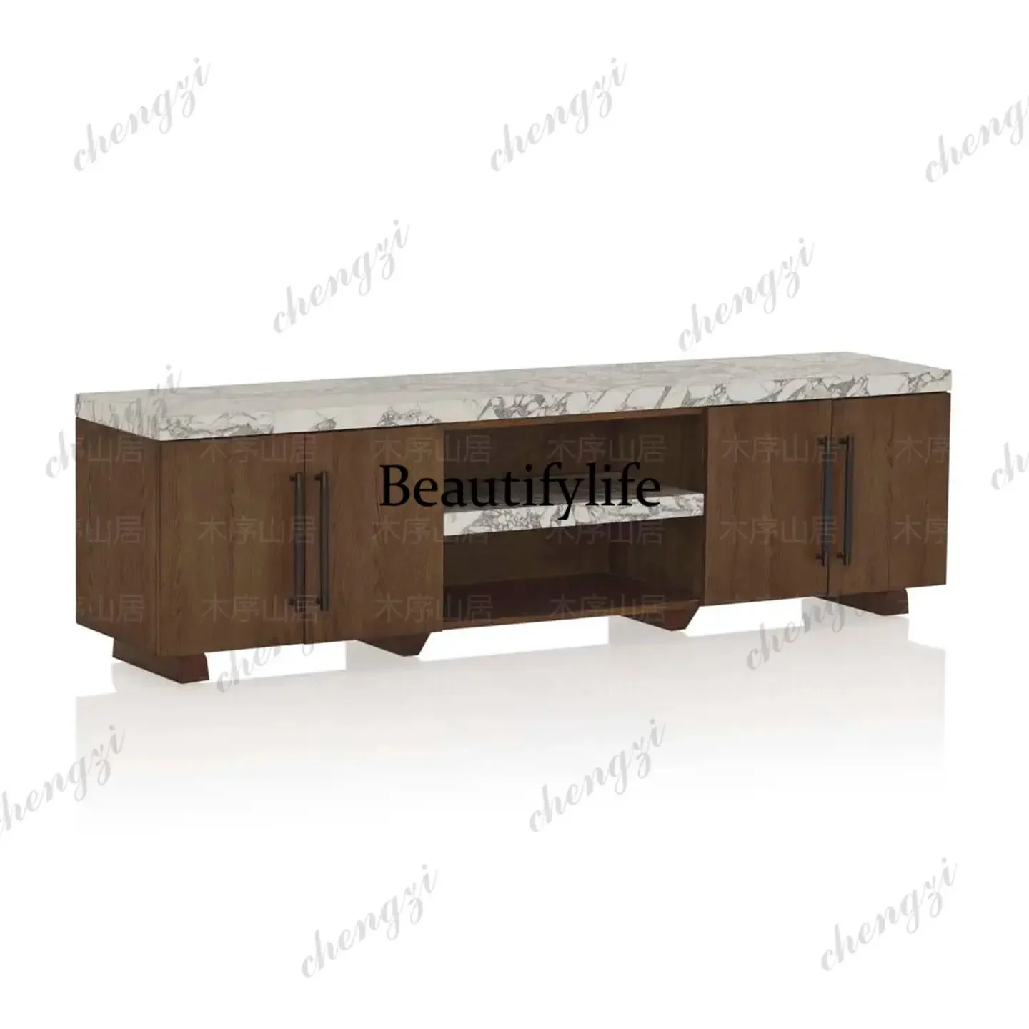 Y136 Medieval designer marble TV cabinet, modern minimalist high-end sense  minimalist retro living room audio-visual cabinet