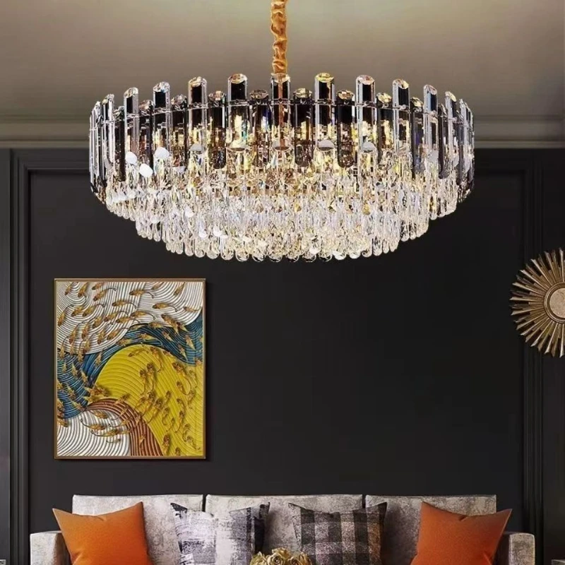 

Light luxury modern simple two-color matching home living room restaurant room hotel club chandelier cross-border crystal