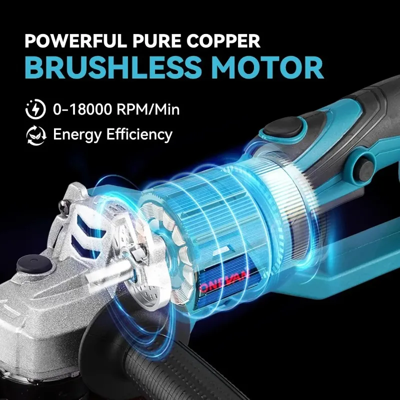 TXF【Best Choice】2000W 125MM Brushless Electric Angle Grinder Cordless Grinder Cutting Machine Woodworking Power Tool for   18v B view 5