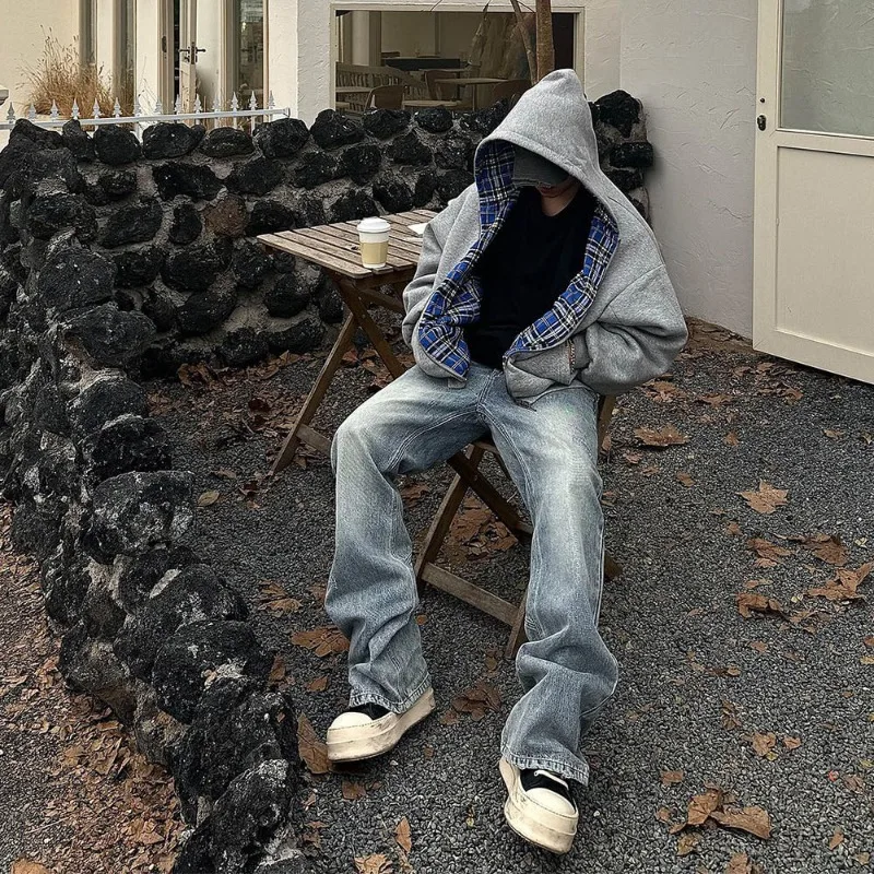 Koreańskie, proste bluzy z zamkiem błyskawicznym na obie strony, nowe, popularne, niezbędne, oddychające, jednolite, z długim rękawem, estetyczne ubrania.