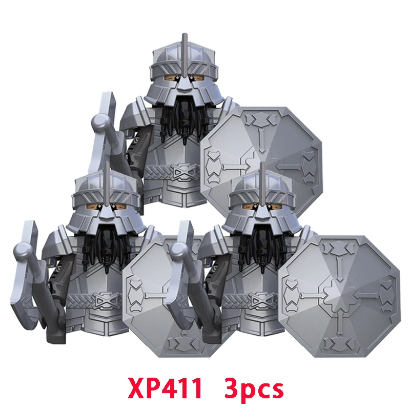 3pcs The Lonely Mountain Goat Orichalcos Azurite Armor Dwarf Model Blocks MOC Bricks Set Gifts Toys For Children KT1054