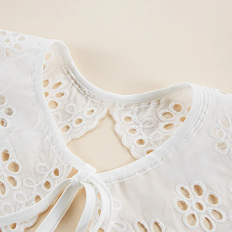 Linbaiway قميص طوق وهمية للنساء الياقات كاذبة التطريز الأزهار الدانتيل التلبيب انفصال الياقات الزخرفية شال فو Col #2