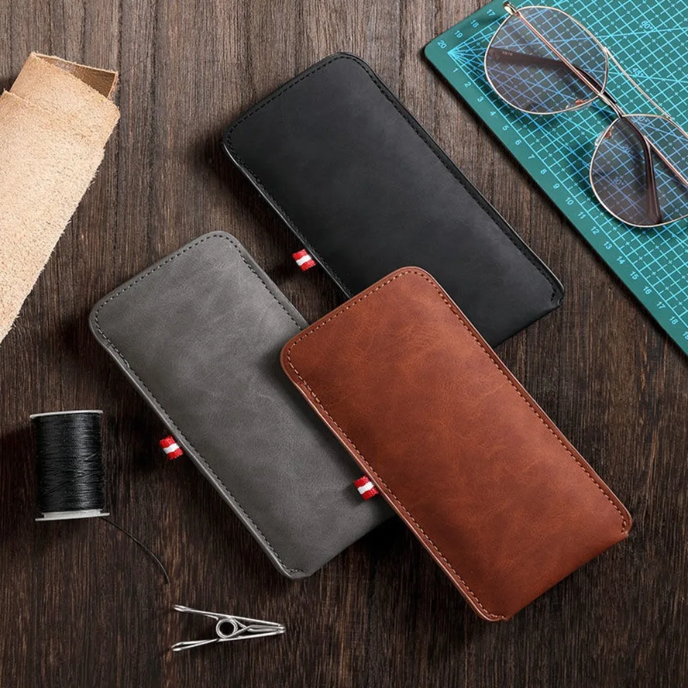 Fashionable PU Leather Glasses Bag Inner Velvet Surface Rectangle Glasses Cover Portable Soft Glasses Pouch Home/Outdoor