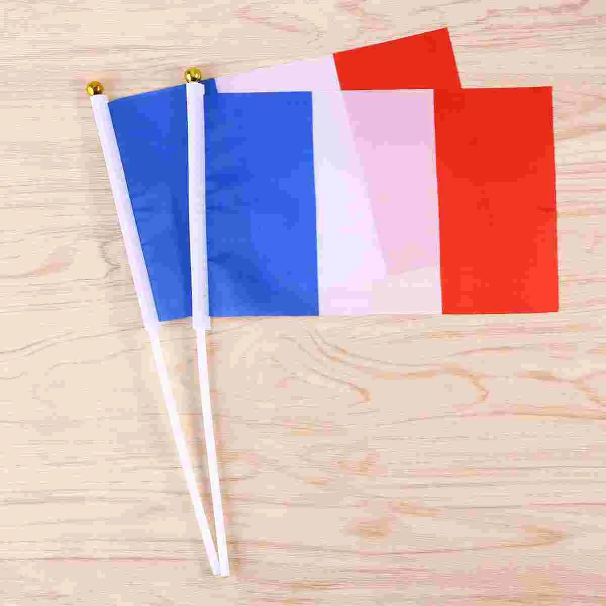 

10 Pcs Ukraine Decorative Flags French Hand- Held Mini France Small Stick Miniature