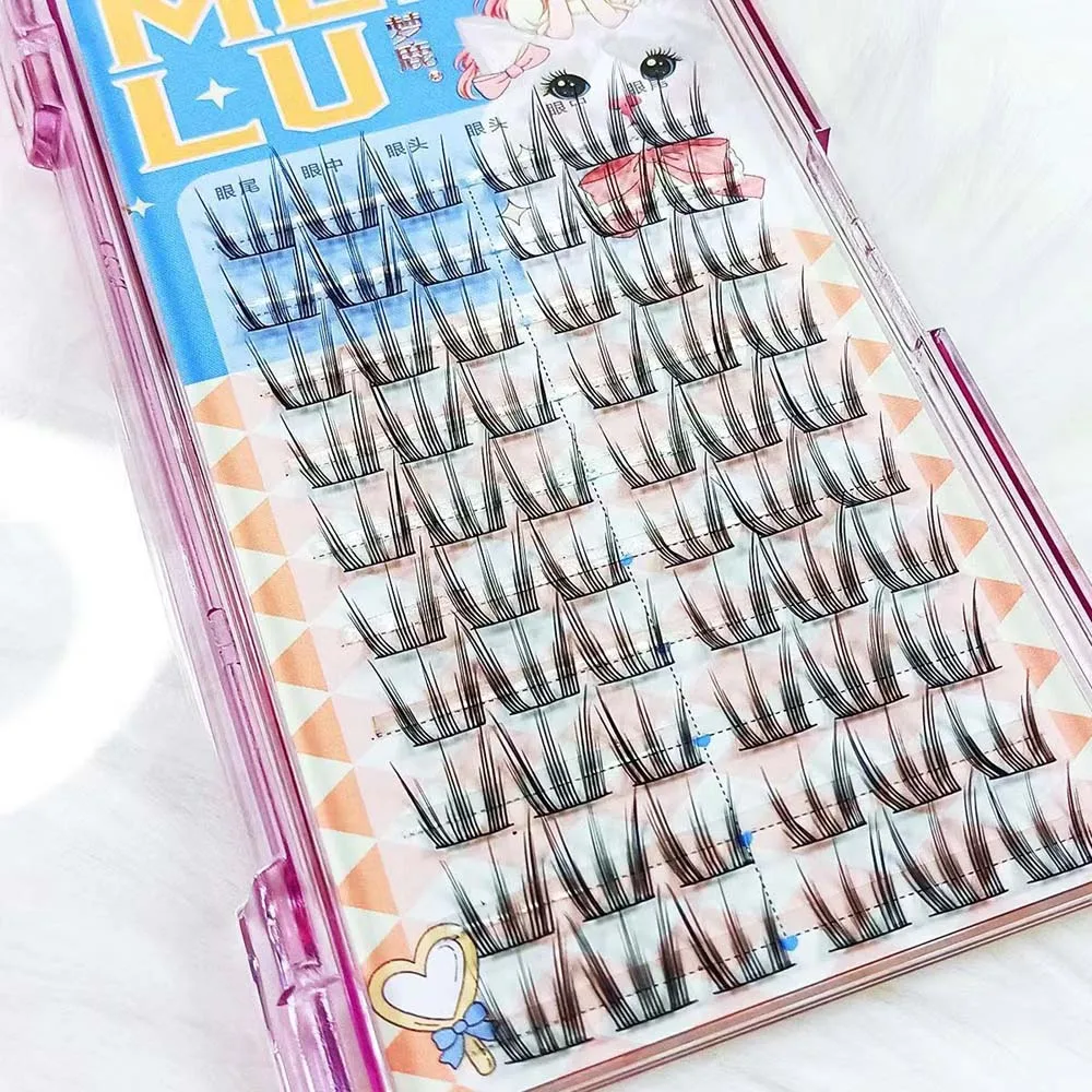 C Curl Individual Cluster Eyelashes Lashes Extension Natural Fluffy False Eyelashes 60 Clusters 10-13mm