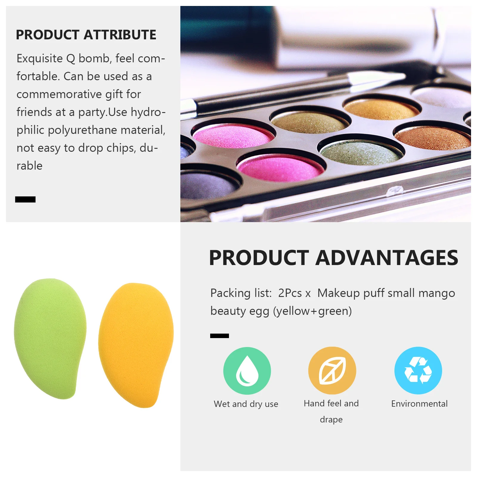 

2Pcs Mango Shape Powder Puff Portable Makeup Sponge Accessory Face Foundation Puff Creative Makeup Supplies