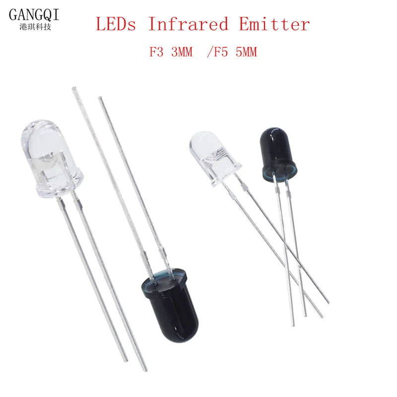 10PCS F3 3mm F5 940nm LED Infrared Emitter and IR Transmitter Receiver Diode Diodes  Infrared to tube For Photoelectric sensor