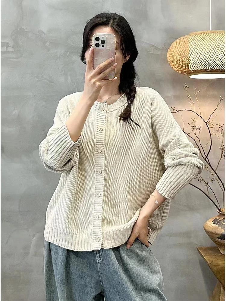 Amax LuluE-suéteres lisos de moda coreana para mujer, cárdigans holgados y cálidos de ocio clásicos, prendas de punto de algodón navideñas elegantes para mujer