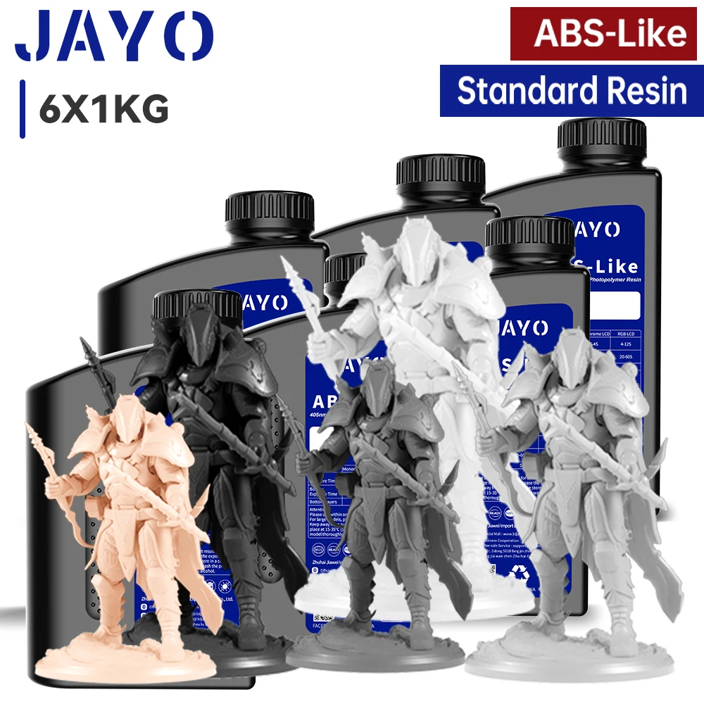JAYO 3D-printerhars standaard / ABS-achtige hars 395-405nm UV-uithardende fotopolymeer snelle hars 6 flessen voor LCD / DLP 3D-printer