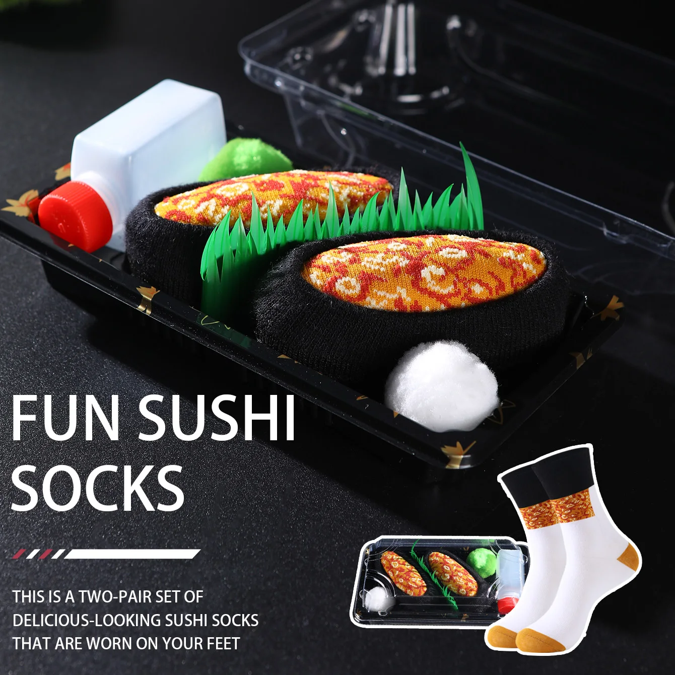 

1 пара носков до середины икры для мужчин и женщин, новинка и весело, красочные носки в подарочной упаковке с лососем и суши, европейский и американский модный стиль, удобные и дышащие, вечерние повседневные новинки, подарки на День святого Валентина, Рож