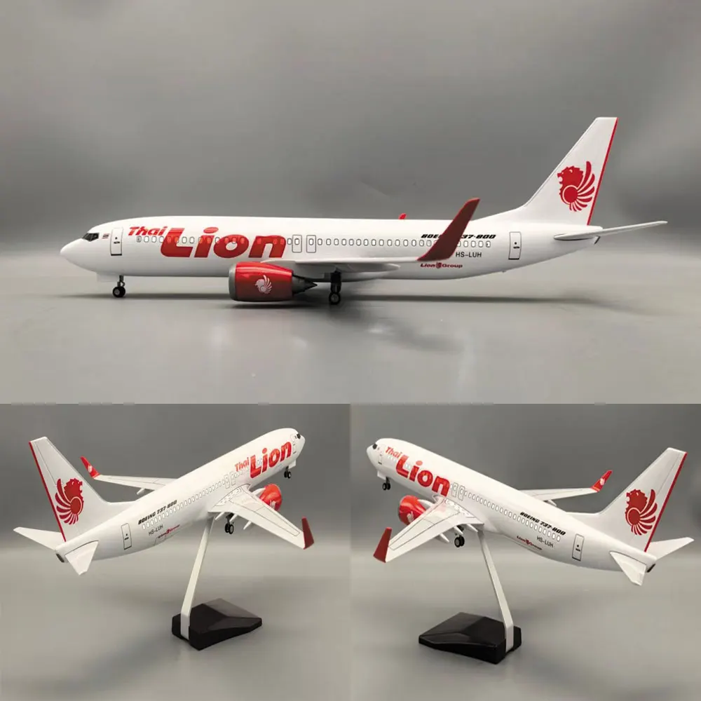

B737 Lion Air Model Plane 47cm Resin Replica Plastic Model Toy Airplane For Kids With Landing Gear Wheels Light(Touch Or Sound