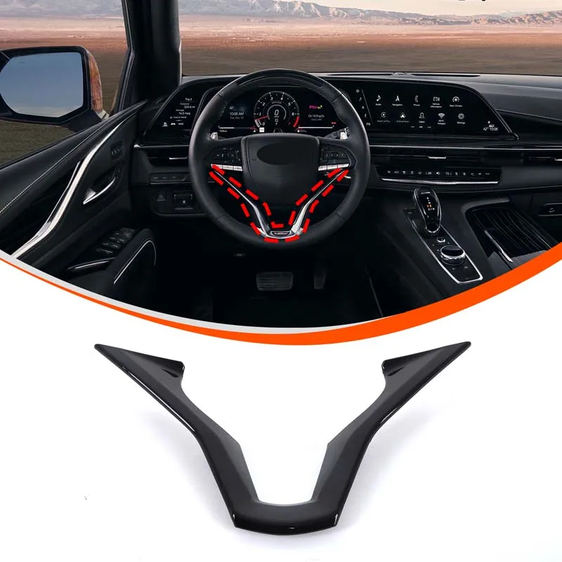 For 2021-2023 Cadillac Escalade ABS carbon fiber steering wheel cover steering wheel decorative sticker car interior accessories