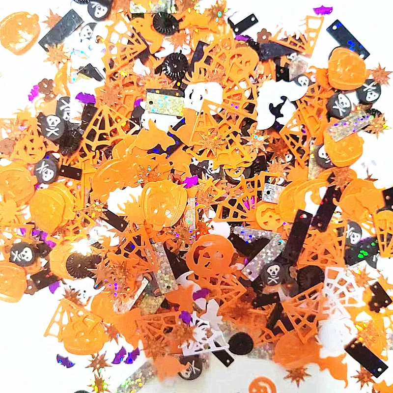 10/50g Halloween Decoration Sequins Confetti Wizard Spider Ghost Skull  Bat Pumpkin Scraps Lentejuelas Party Gathering Supplies