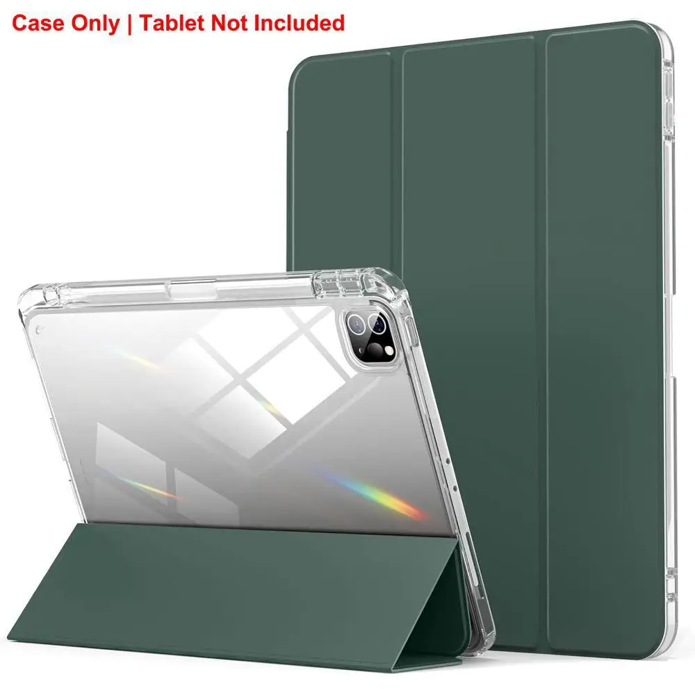 Transparante Crystal Tablet Case met penhouder voor iPad Pro 11 inch 2018 2020 2021 2022 PU Lederen Flip Magnetische Stand Case