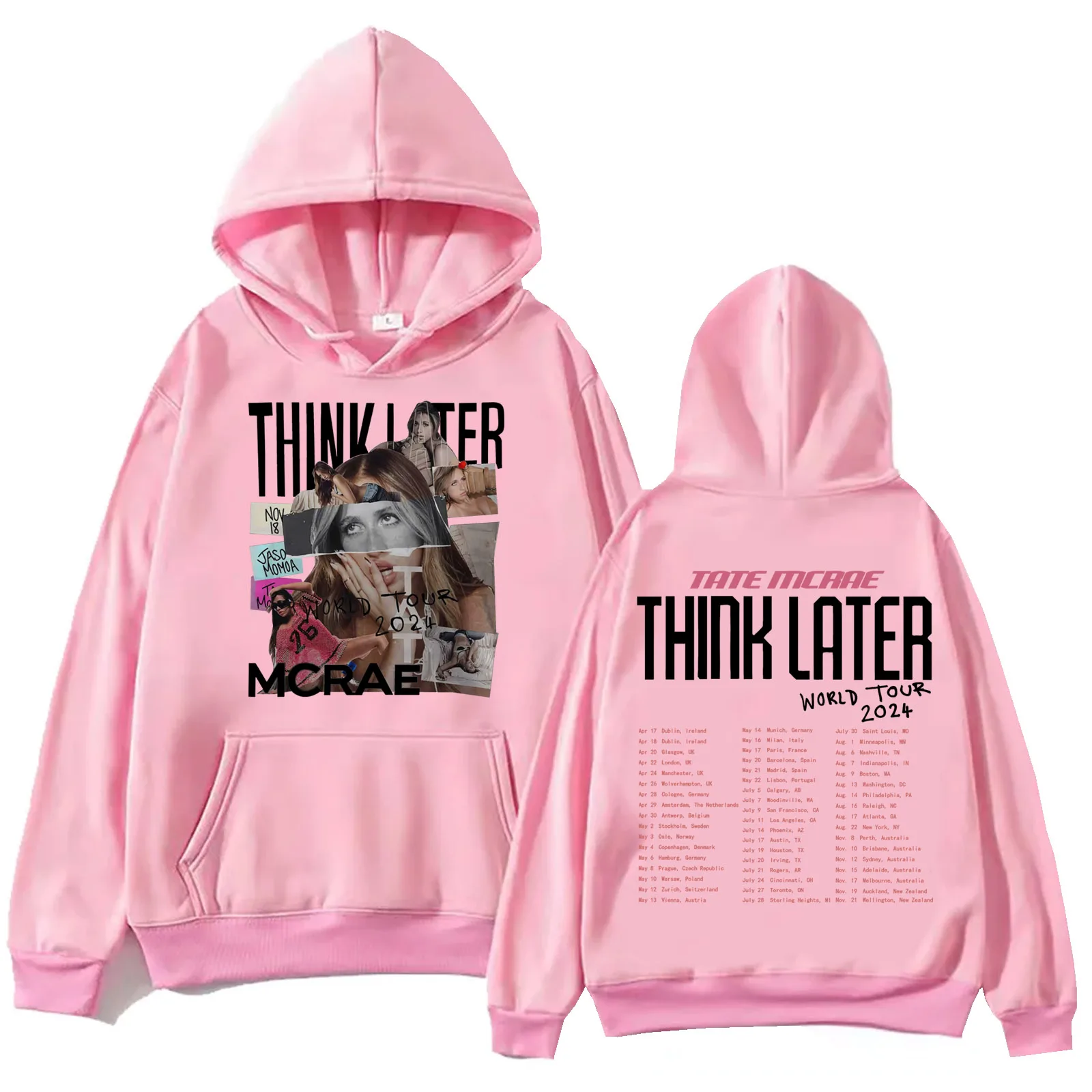 Tate Mcrae The Think Later World Tour 2024 Tour Hoodie Harajuku Hip Hop Pullover Tops Sweatshirt Music Fans Gift