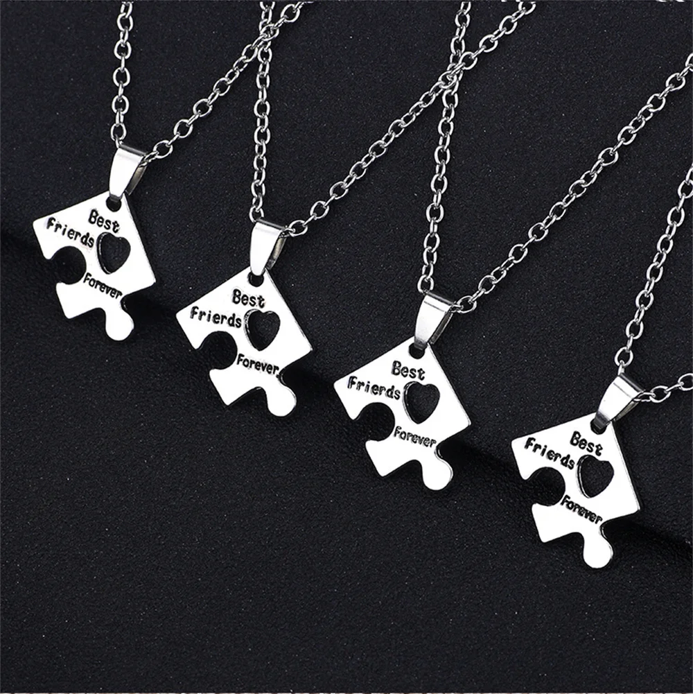 4 Pcs/set Best Friends Pendants Necklaces Friendship Forever Choker Necklace BFF Hollow Love Heart Jewelry Gift For Friend