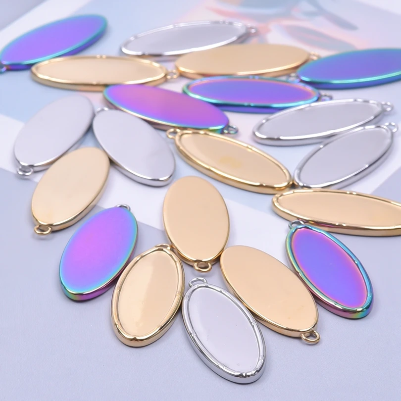 5 teile/los Edelstahl Runde Oval Herzförmige Tablett Anhänger Basis Einstellungen Charms DIY Schmuck Machen Liefert Halskette Ohrring – Detail 8