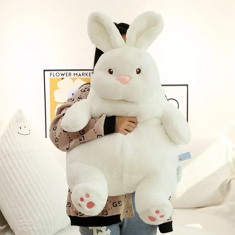 Kawaii White Bunny Doll Big Ears Rabbit Plush Toy Pillow Fabric Comfortable Soft Filled Full Soft Home Decoration Holiday Gifts