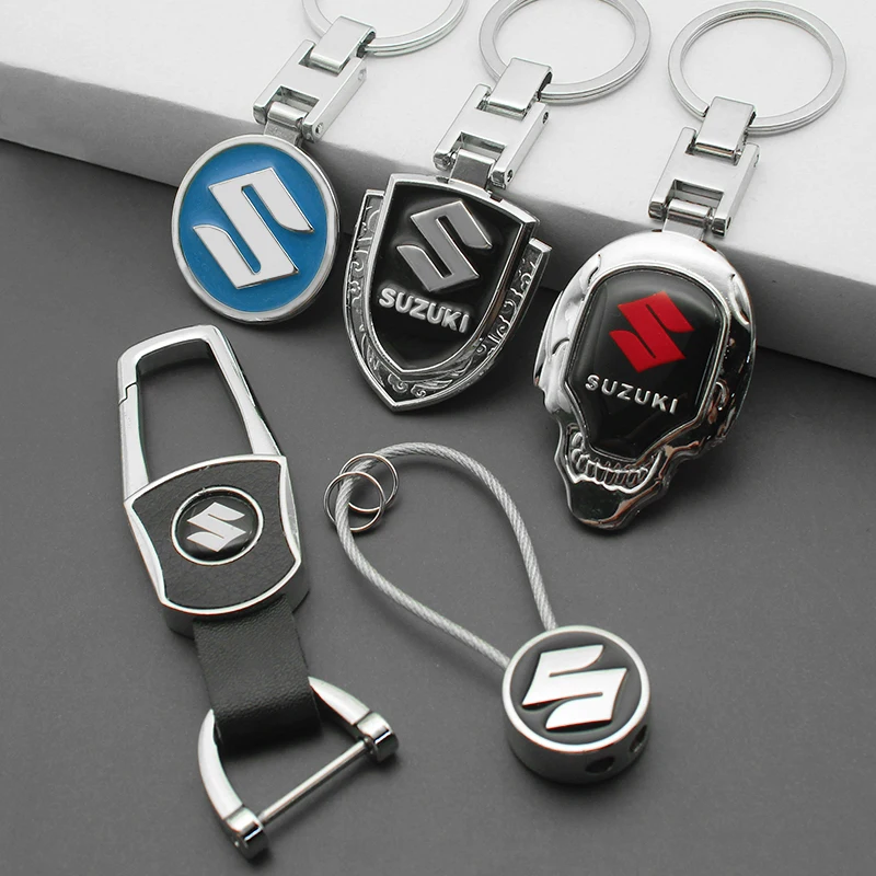 3D Metal/Leather Suzuki Car Logo Badge Keychain For Swift SX4 Alto Grand Vitara Jimny Baleno Key Chain Key Rings Auto Accessorie