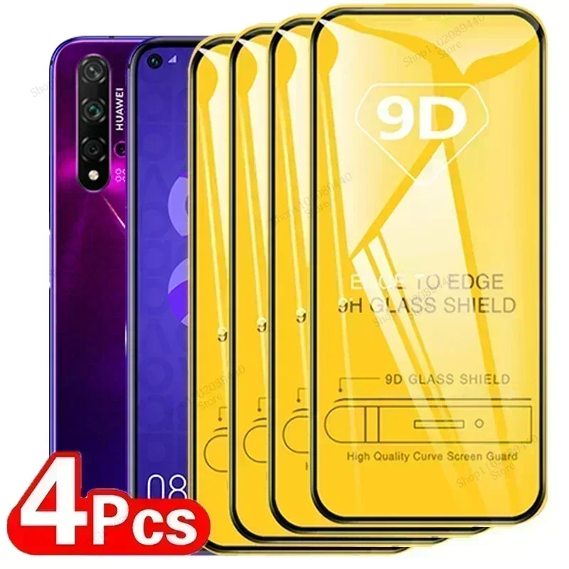 9D กันรอยหน้าจอ4ชิ้นสำหรับ Huawei nova 5T 8 SE 7 6 SE 8i 7i กระจกนิรภัยป้องกัน6สำหรับ Huawei P Smart Z 2019 2021 2020