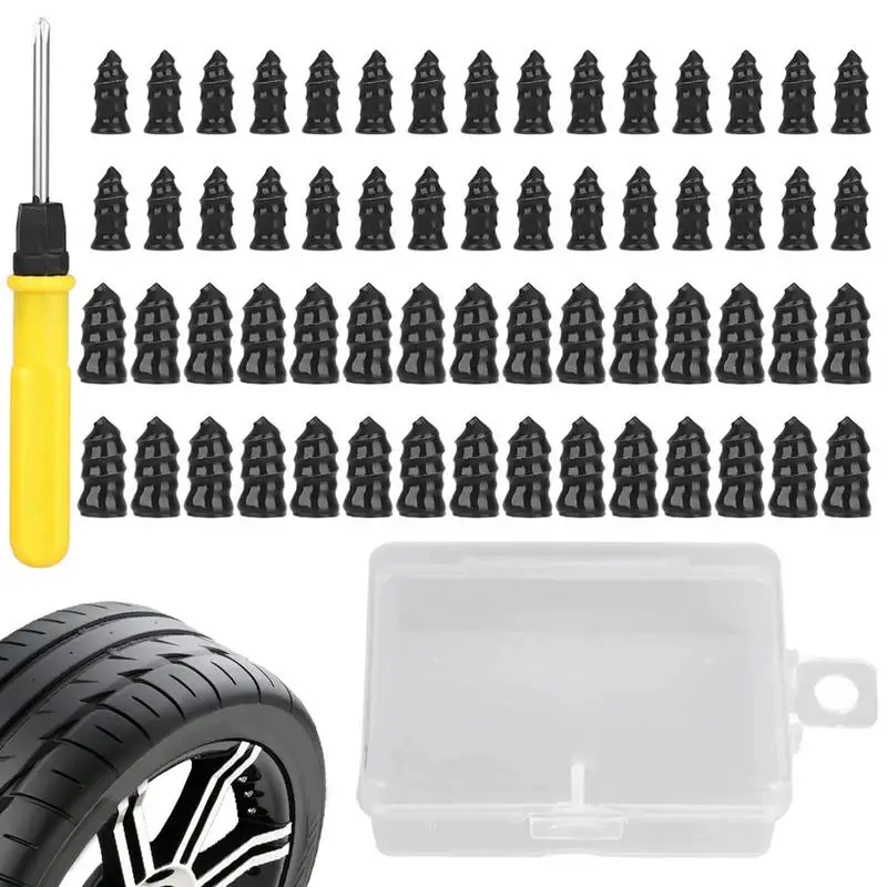 Tire Repair Kit With Plugs Flat Tire Repair Kit 61 Pieces Vacuum Tire Plug Tire Plugs Bikes Tire Repair Kit For Mountain Bikes