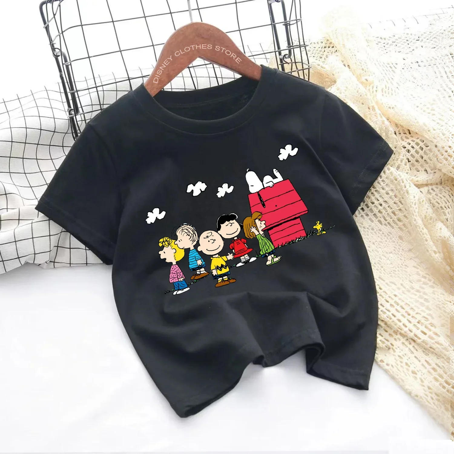 New anime Snoopy Printed T-shirt Kids Short sleeve kids 3-14 years old boys and girls new fashion Pokemon top