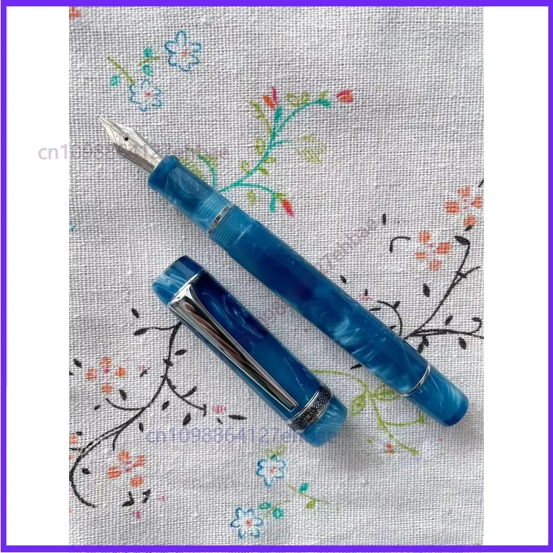 For Suave kaigelu 316 cute silver clip marble acrylic fountain pen lemon long blade nib amber standard ink writing office gift