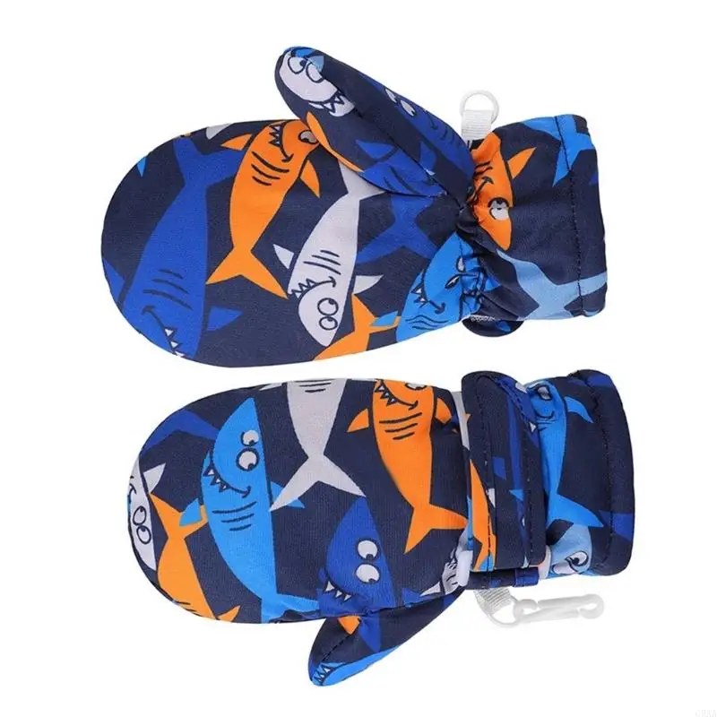 Luvas esqui com isolamento C5aa Padrão desenho animado Patinação gelo Mittens confortável