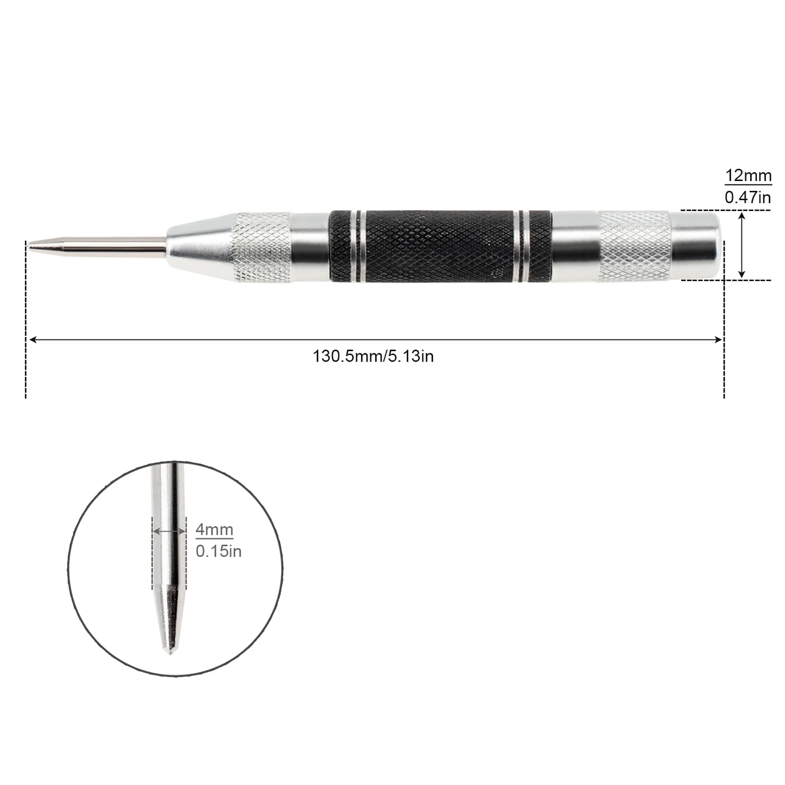 Super Strong Automatic Center Punch Kerner Positioning Spring Loaded Adjustable Marker Wood Glass Press Dent Metal Drill Bits