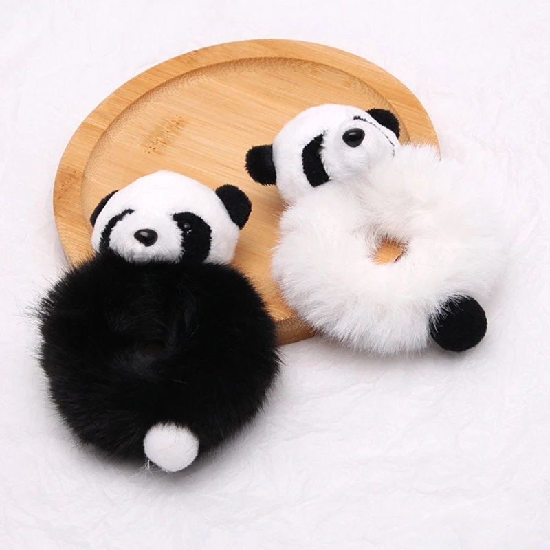 Cute Panda Elastic Hair Ties Cartoon Animal Ponytail Holders for Toddler Girls Teens Lovely Hair Scrunchie Supplies