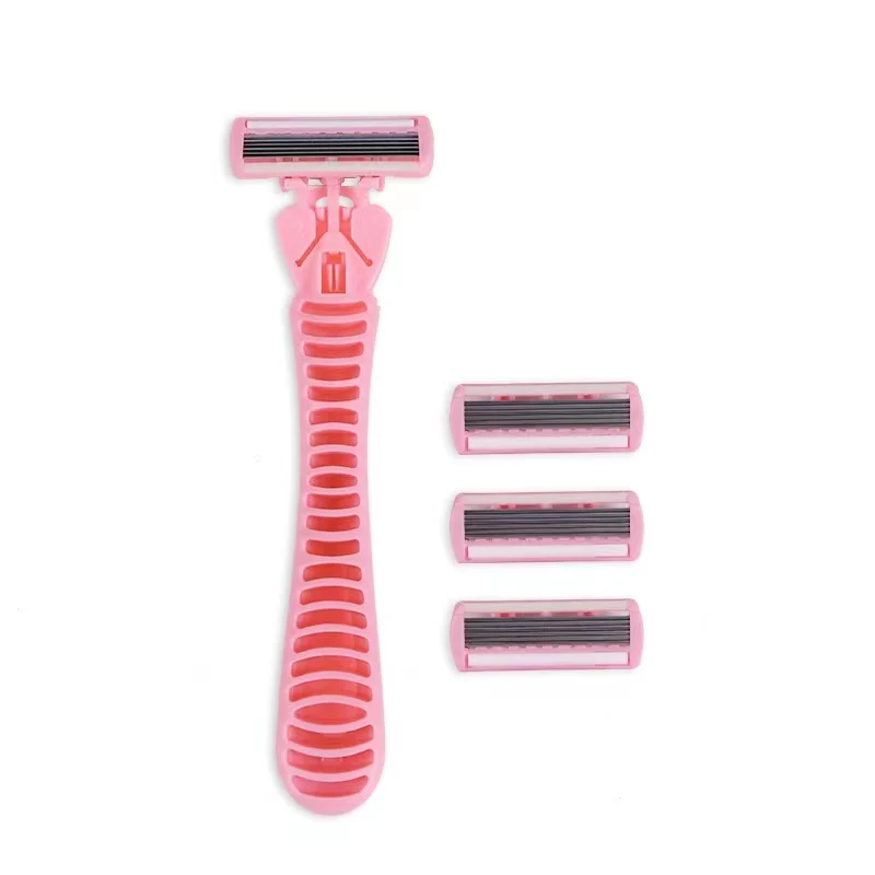 1 Handle and 4 Blades Women Safety Razor Blades Face/ Leg/ Armpit/ Bikini Beauty Hair Removal Shaving Compatible Venus Shaver