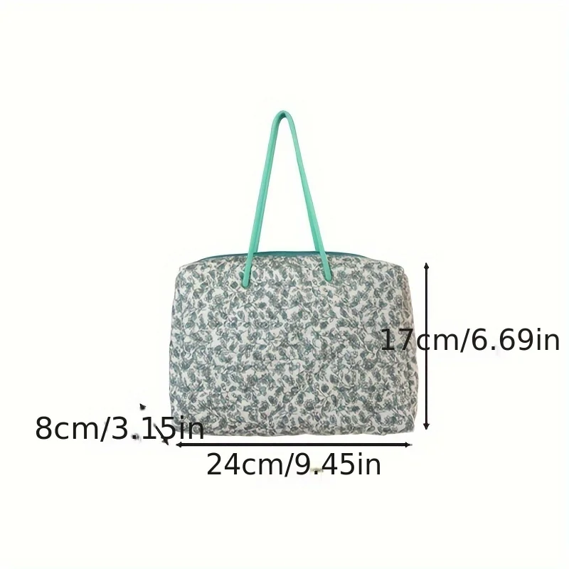 1pc ins literary floral quilted hand storage bag large capacity cosmetic bag (excluding pendants) portable mommy bag handbag for