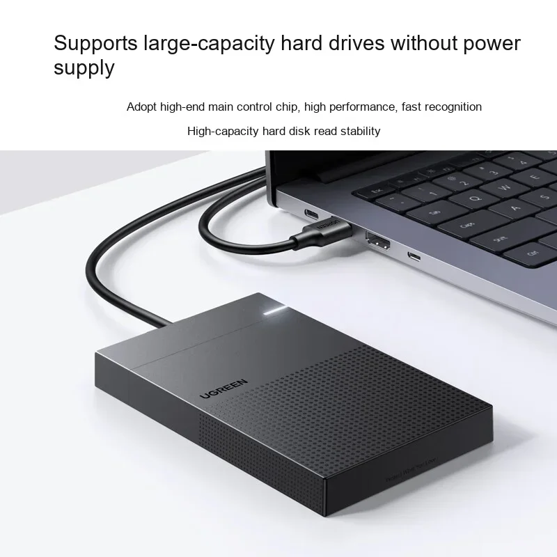 UGREEN 30719 CM471 2.5 Inch SATA HDD Enclosure USB 3.0 Built-in Cable 5Gbps External Hard Drive Case