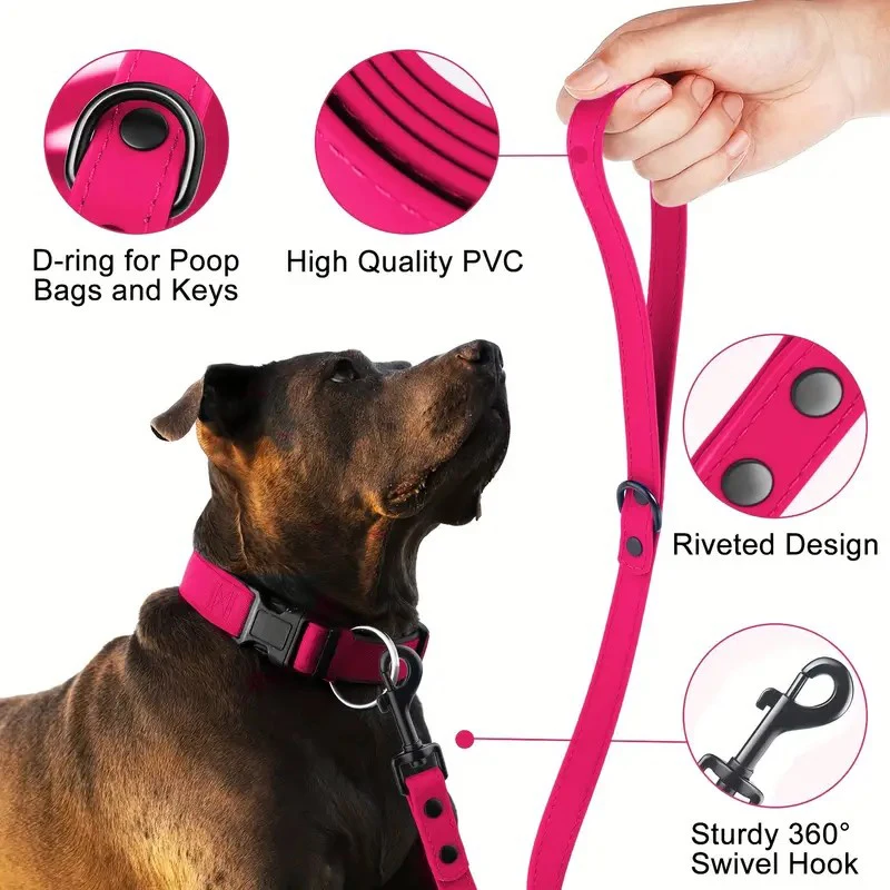 Dog Leash 6 Foot Long PVC Waterproof And Easy Clean Dog Leashes Walk Training Durable For Large Medium Small Dogs