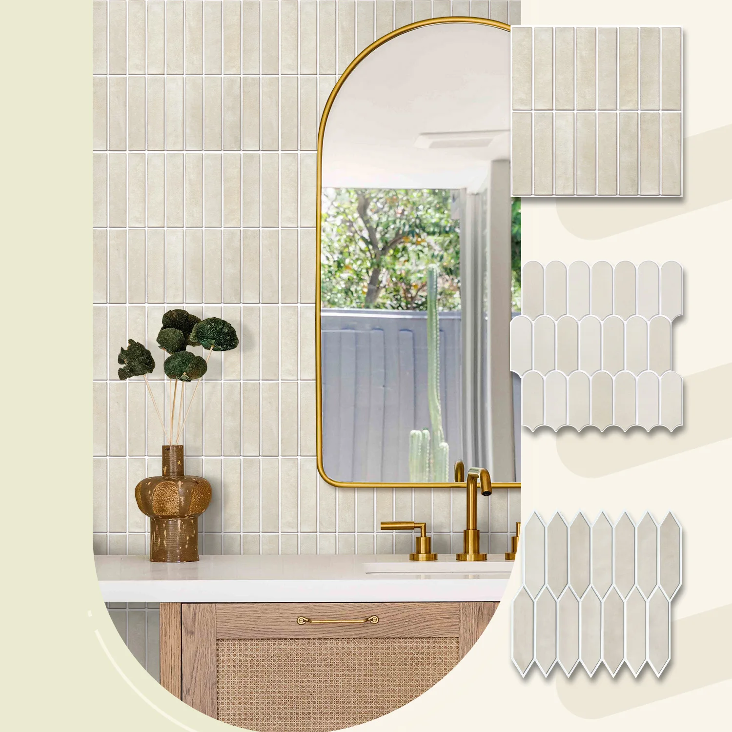 5/10/20PCS Beige 3D Decorative Wall Panels 30x30cm, Heat Resistant Peel and Stick Wall Tiles for Kitchen Decor