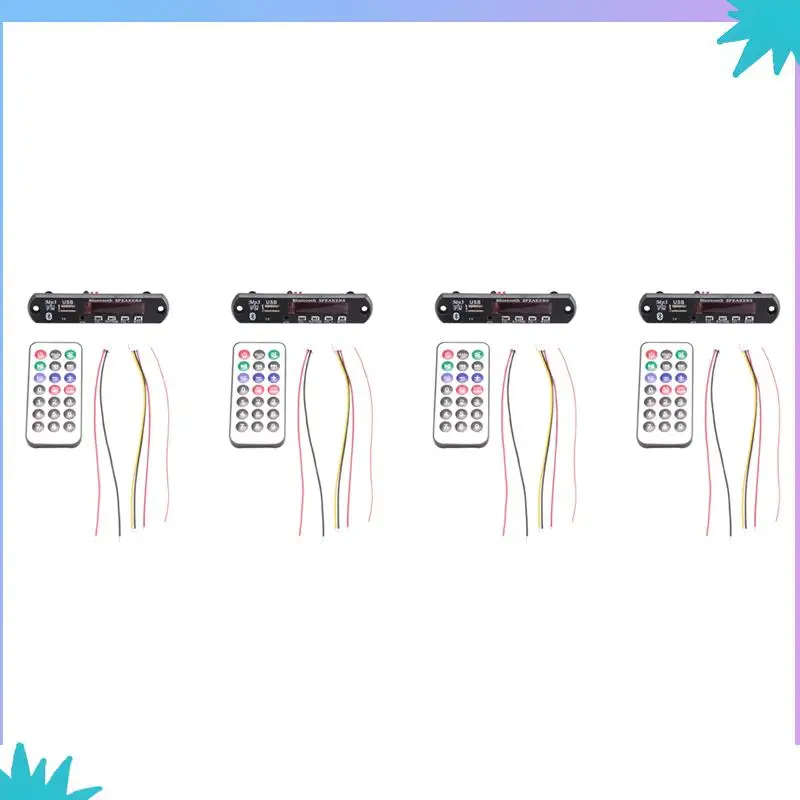 ABZW 4X Papan Dekoder MP3 Bluetooth 5.0 DC 5V 12V Modul Radio FM Mobil Mendukung TF USB AUX untuk Telepon Mobil