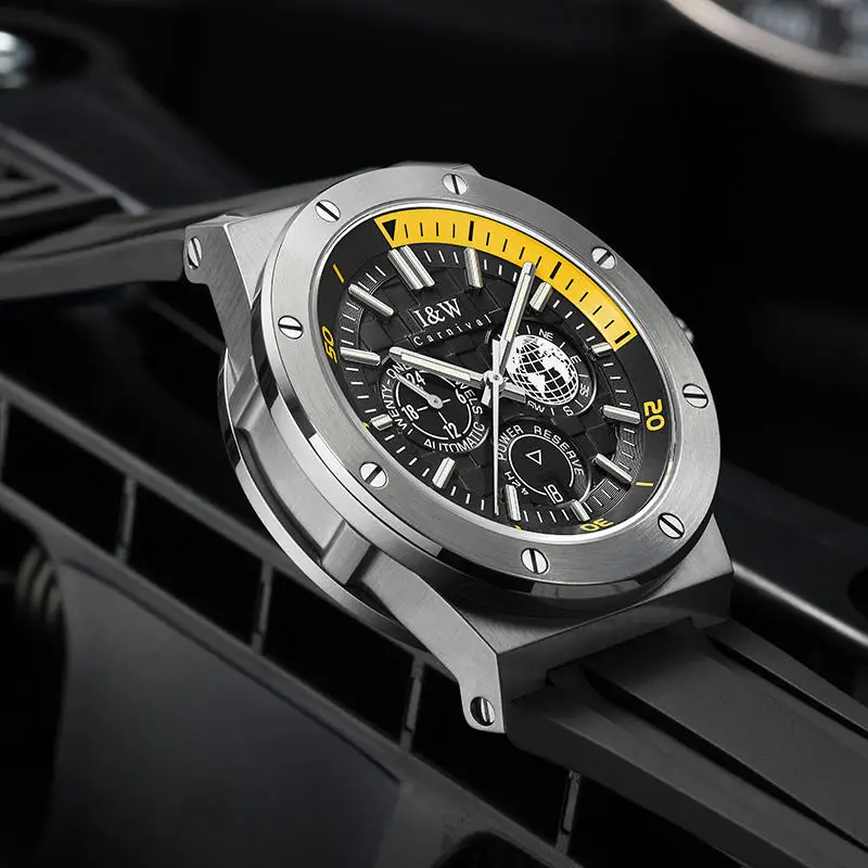 I&W CARNIVAL Luxury Brand Japan MIYOTA Automatic Mechanical Sapphire Men's Watches Waterproof Luminous Multi-function Clock 783G