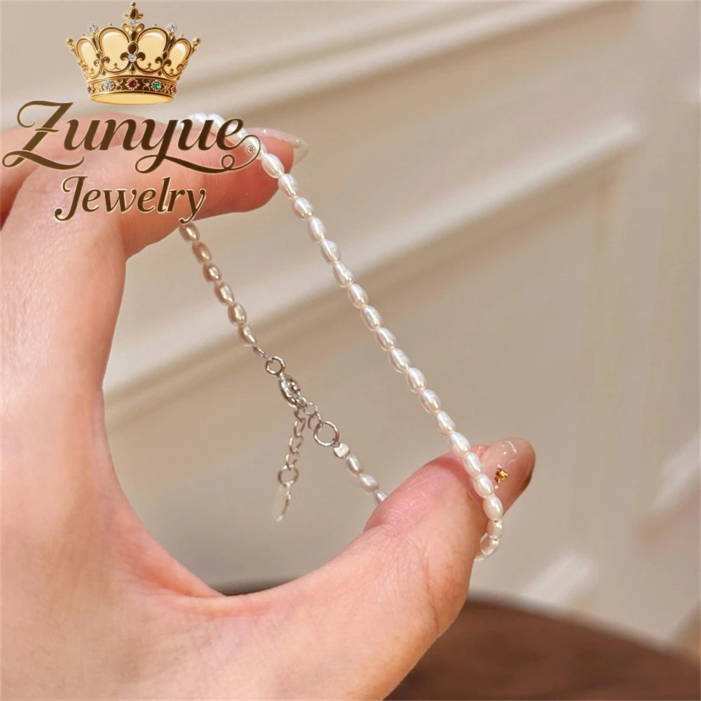 

Natural Freshwater Pearl Bracelet With A Light Luxury And High-End Feel, Millet Pearl String Jewelry Charms Exquisite Elegant