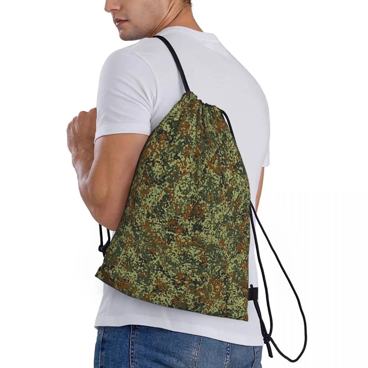 

Splintertarn German WW2 Camouflage Army Military Camo Backpacks Casual Drawstring Bags Storage Bag Book Bags for Travel School