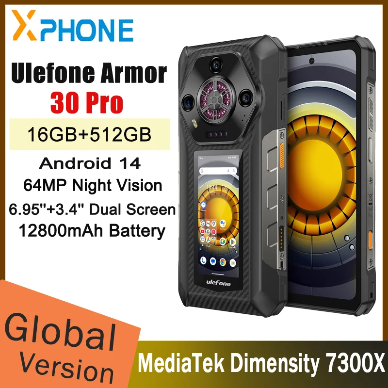 Ulefone Armor 30 Pro 5G Прочный телефон Android 14 Смартфон 6,9 дюйма с двойным экраном 16 ГБ + 512 ГБ MediaTek Dimensity 7300X 12800 мАч 64 МП Ulefone Armor 30 Pro 5G Прочный телефон Android 14 Смартфон 6,9 дюйма с двойным экраном 16 ГБ + 512 ГБ MediaTek Dimensity 7300X 12800 мАч 64 МП