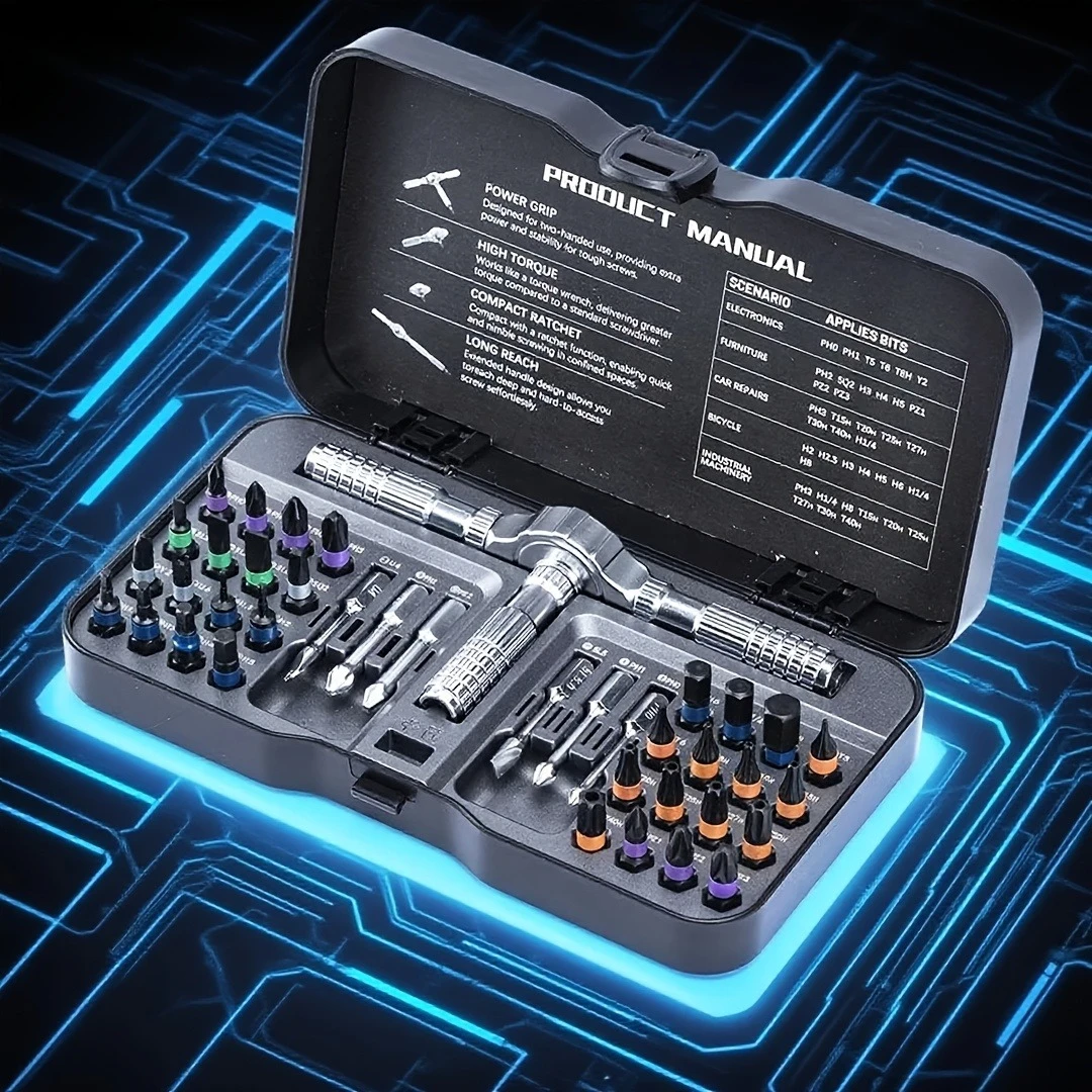 

40-in-1 Ratchet Screwdriver Set with S2 Steel Bits, Magnetic Ratchet, Flexible Shaft for Electrical Appliance Repair