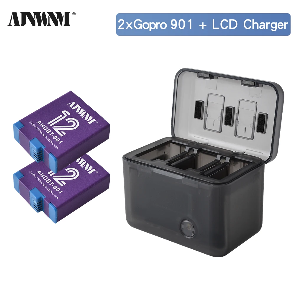 

AJNWNM Battery For GoPro Hero 12 11 10 9 2200 mAh Battery 3 Ways Fast Charger Box TF Card Storage For GoPro Hero Accessories