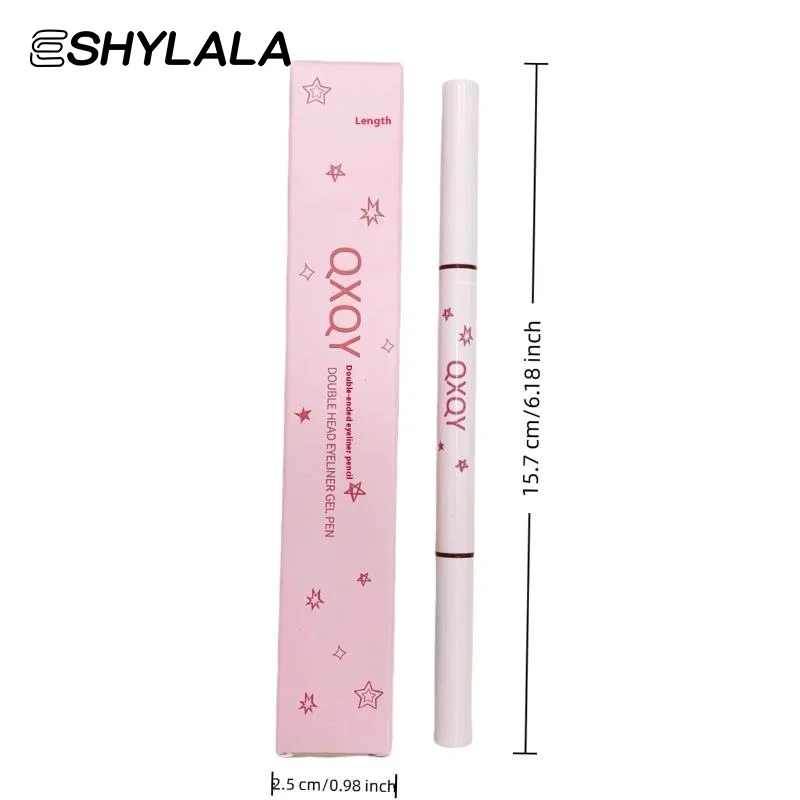 Caneta delineadora de cabeça dupla 2 em 1, natural, fosco, deitado, bicho da seda, delineador em gel, duradouro, preto, marrom, maquiagem para os olhos, ferramentas cosméticas